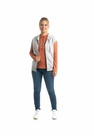 ROADSIGN® Australia Damen Sweatweste Revolution Mit Kapuze Und Ohne Ärmel, Weste Aus Baumwolle Grau - Image 4