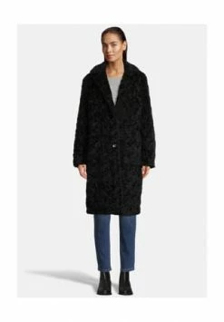 FRIEDA&FREDDIES® Langmantel Fake Fur Mantel BLACK