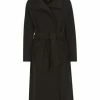 MANGUUN Collection Mantel, Wollanteil, Bindegürtel, Reverskragen, Für Damen SCHWARZ