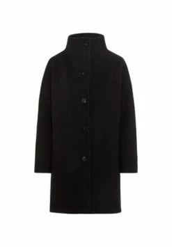 HALLHUBER O-Shape-Mantel Aus Flauschigem Schurwolle-Mix Black