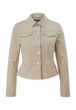Comma Jacke, Uni, Hemdkragen, Für Damen Beige