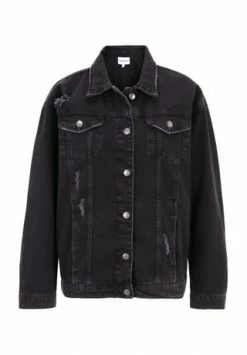 MANGUUN Jeansjacke, Knopfleiste, Destroy-Look, Für Damen SCHWARZ